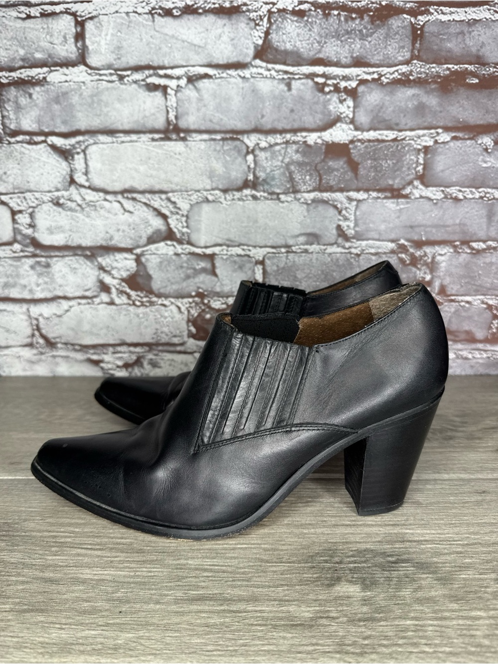 GUESS Vtg 80-90s Black Leather Western Cowboy Boot Spain Chunky Heel Women Sz 9M